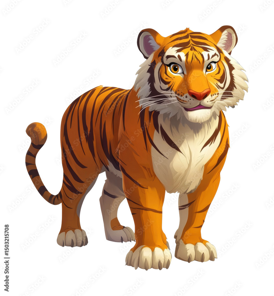 Obraz premium PNG Realistic illustration of a majestic tiger standing proudly