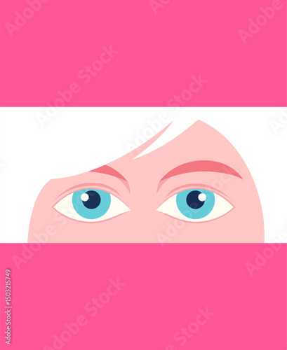 Woman with blue eyes and white hair staring with intense gaze
