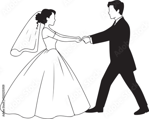 Bride and Groom Wedding Silhouette

Just Married Couple Vector Art

Elegant Wedding Moment Illustration

Romantic Bride & Groom Pose

Classic Wedding Couple Silhouette
