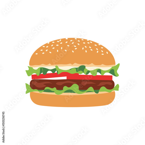Ilustration vector hamburger isolated on white background