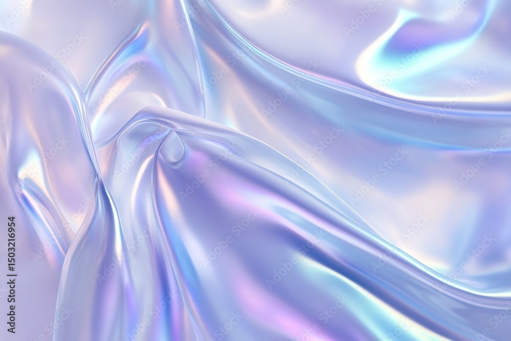 Obraz premium Iridescent silk flows with soft hues and metallic sheen forming delicate curves and folds