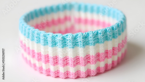 Pink and Blue Striped Elastic Bracelet
 photo