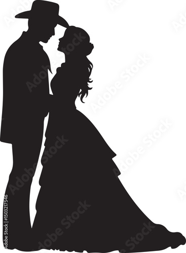 Bride and Groom Wedding Silhouette

Just Married Couple Vector Art

Elegant Wedding Moment Illustration

Romantic Bride & Groom Pose

Classic Wedding Couple Silhouette