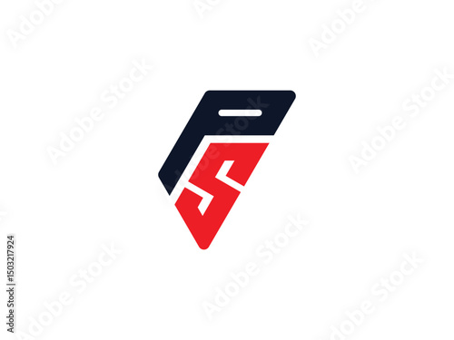 Black and Red color PS letter. Creative letter PS logo design, SP icon vector