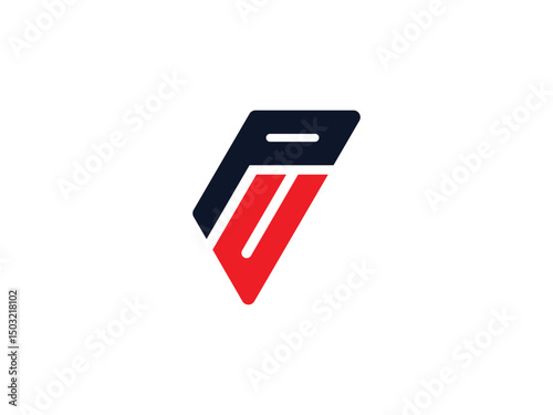PU letter logo design vector with black and red colors. PU Letter Logo Design. Initial letters UP logo icon. UP logo Pro Vector