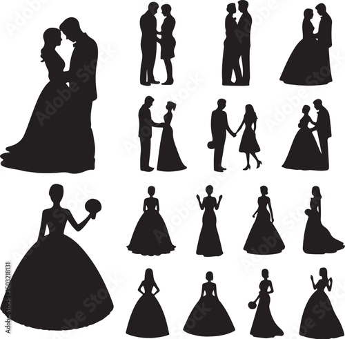 Bride and Groom Wedding Silhouette

Just Married Couple Vector Art

Elegant Wedding Moment Illustration

Romantic Bride & Groom Pose

Classic Wedding Couple Silhouette