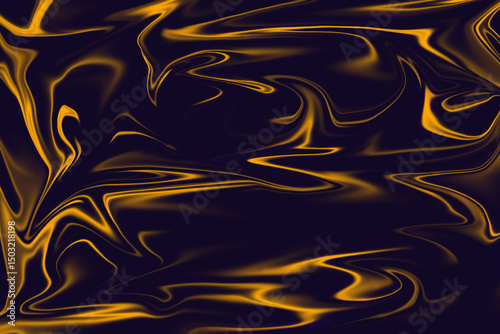 Abstract Gold and Black Swirling Liquid Marble Texture Background