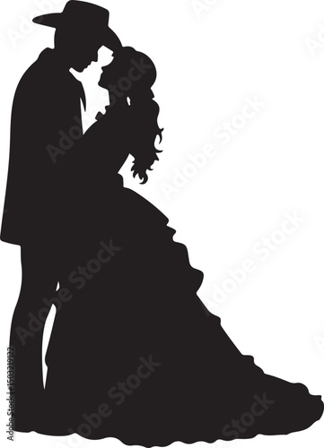 Bride and Groom Wedding Silhouette

Just Married Couple Vector Art

Elegant Wedding Moment Illustration

Romantic Bride & Groom Pose

Classic Wedding Couple Silhouette
