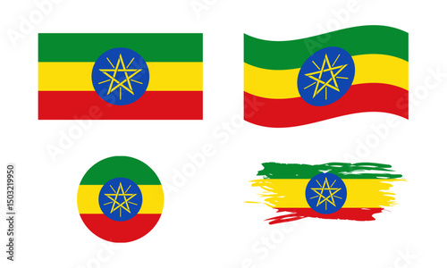 Ethiopia flag in different shapes