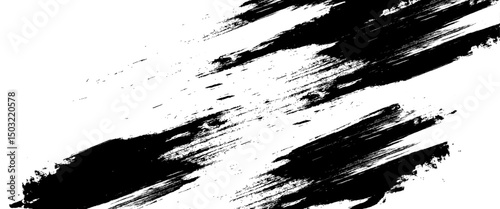 Vector grunge brush strokes texture rough black scratches for paint splatter template design.