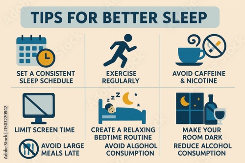 Wallpaper Mural Infographic showing sleep improvement tips for better rest and lifestyle advice Torontodigital.ca