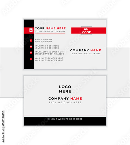 Modern business card template red black colors. vector abstract creative Stock Vector
