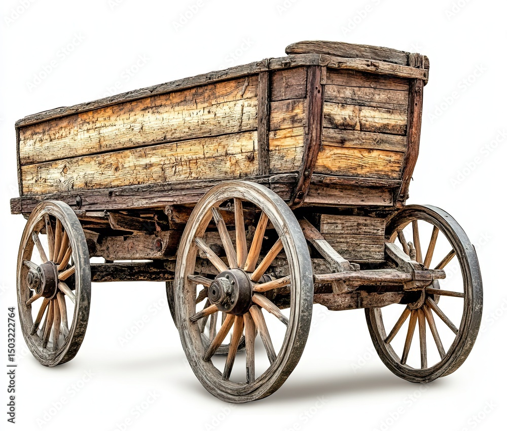 Fototapeta premium Vintage wooden wagon, isolated