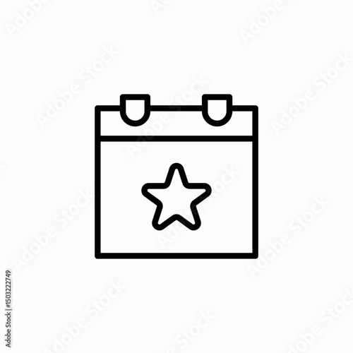 calendar star icon sign vector