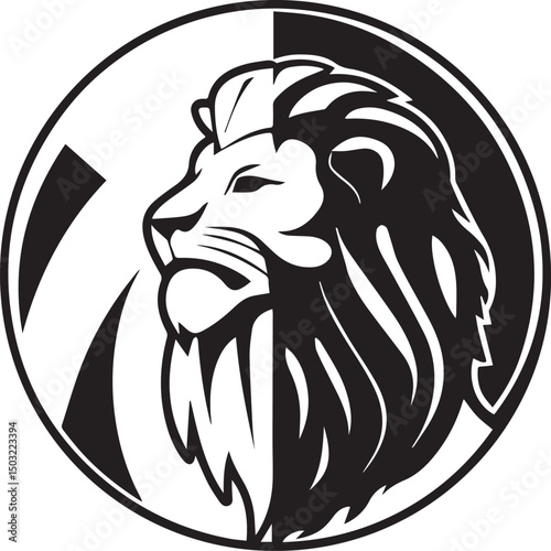 lion head silhouette logo features a striking black-and-white contrast, symbolizing strength, leadership, and courage. Perfect for branding, sports teams, apparel design, tattoo inspiration 