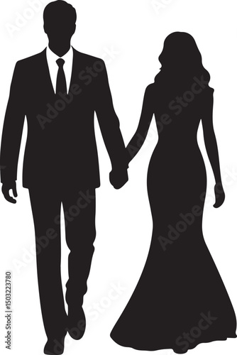 Bride and Groom Wedding Silhouette

Just Married Couple Vector Art

Elegant Wedding Moment Illustration

Romantic Bride & Groom Pose

Classic Wedding Couple Silhouette