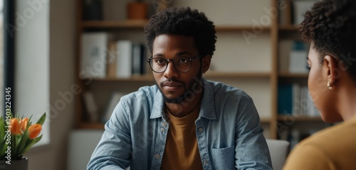 Therapy session between psychologist and Black child, focused on care and well-being.

