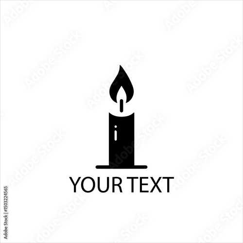 Black Candle Flame Logo Vector – Holy Spirit Pentecost Symbol Isolated on White Background
