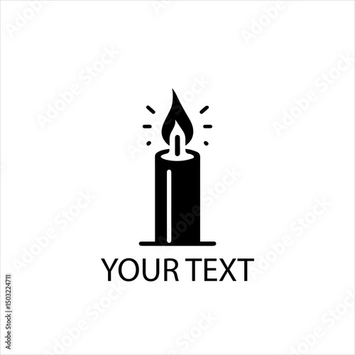 Black Candle Flame Logo Vector – Holy Spirit Pentecost Symbol Isolated on White Background