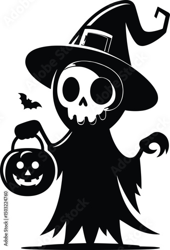 Ghost monster character halloween celebration vector illustration isolated on white background