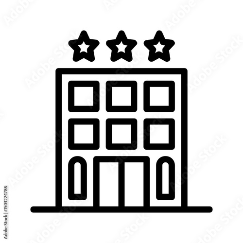 Hotel 3 stars outline icon for hospitality, ideal for travel or lodging design.