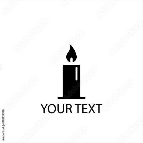Black Candle Flame Logo Vector – Holy Spirit Pentecost Symbol Isolated on White Background