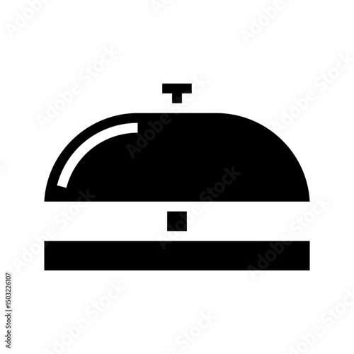 Receptionist bell glyph icon for hotel service, ideal for hospitality visuals.