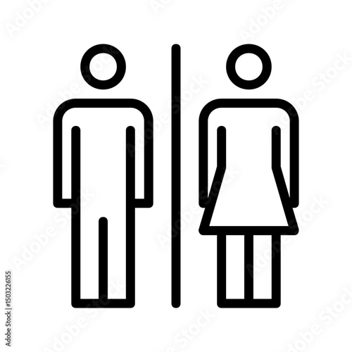 Restroom outline icon for facility design, suits hotel or public space graphics.