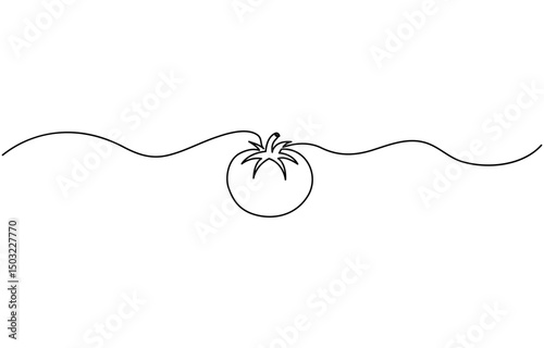 Single one line drawing of whole and sliced healthy organic tomatoes for farming logo, Continuous one line several red tomato isolated on white background. Simple vegetable silhouette.
