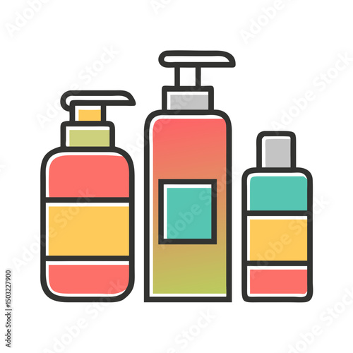 set of cosmetic bottles isolated on white