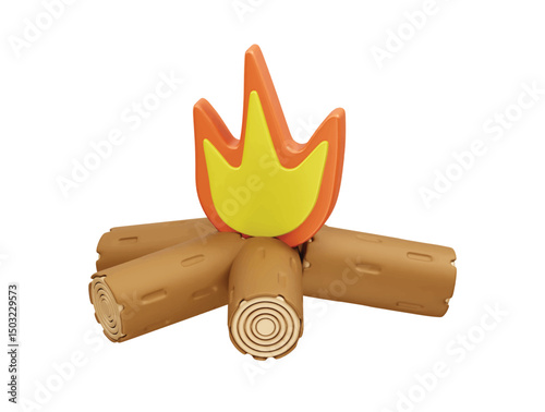 Camp fire icon 3d rendering illustration