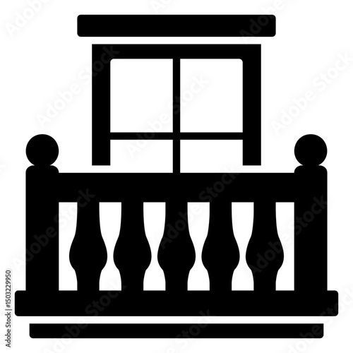 Icon of a house balcony with railing and windows