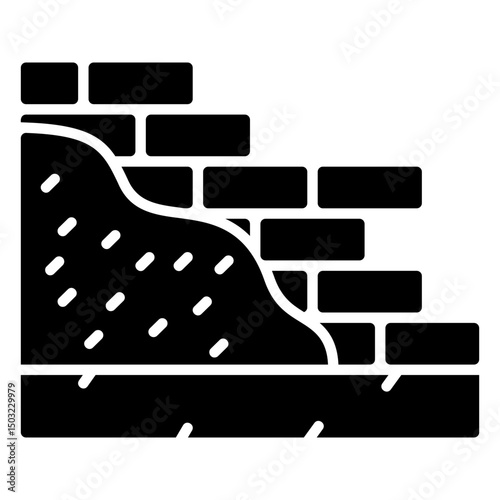 Icon of a brick wall with half a layer of plaster