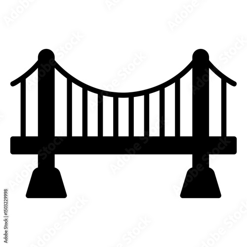 Suspension bridge icon for road construction