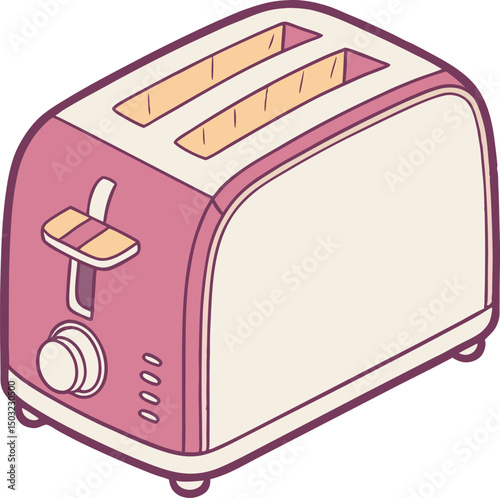 Retro Vintage Style Pink and Cream Two-Slice Electric Toaster with Adjustable Browning Control, Dual Toasting Slots, and Classic Design for Home Kitchens