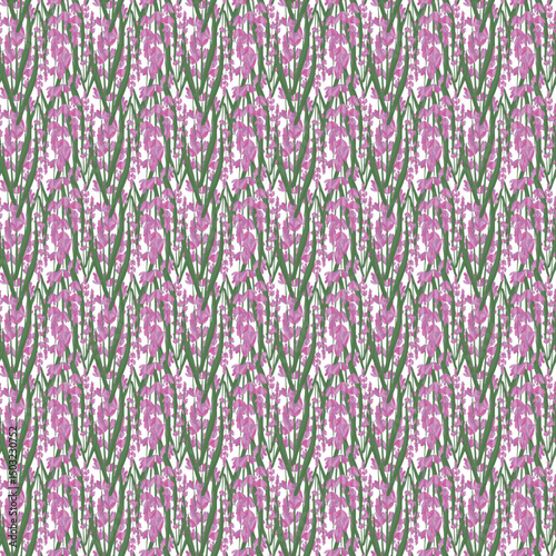 Seamless Pattern with Lavender Floral Design on White Background