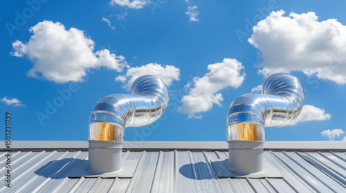 Venting, An attic ventilation system designed with insulated air ducts for improved efficiency and performance.