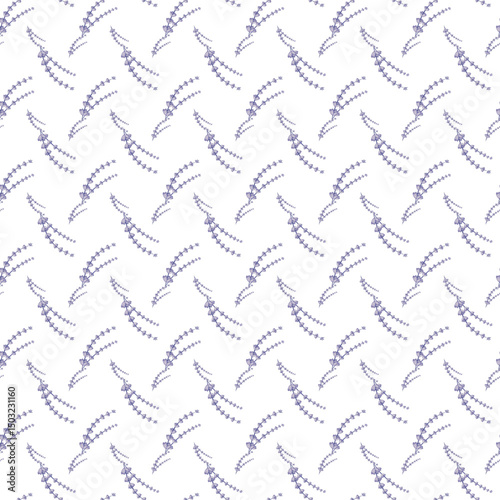 Seamless Pattern with Lavender Floral Design on White Background