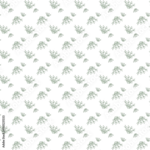 Seamless Pattern with Lavender Floral Design on White Background