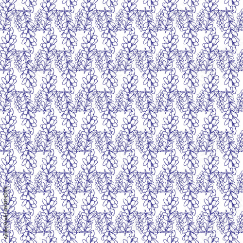 Seamless Pattern with Lavender Floral Design on White Background
