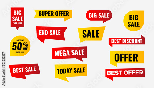 Discount sale labels vector template. Price Drop, big sale, final sale, flash sale background. Discount Promotion marketing poster design for web and Social.
