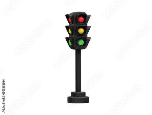 Traffic signal light icon 3d rendering illustration