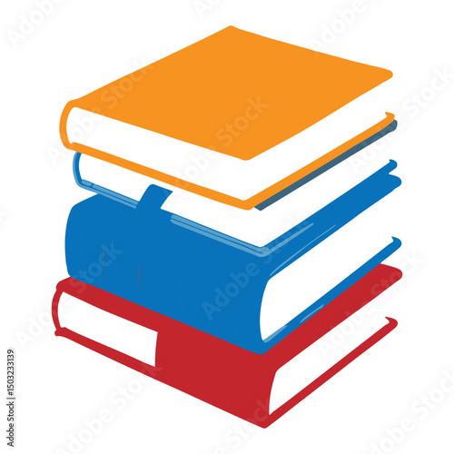 Stack of three colorful books illustration