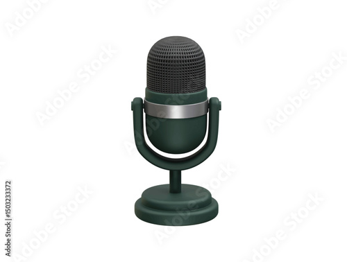 Microphone icon 3d rendering illustration