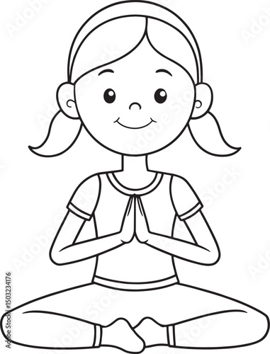 Woman meditating in lotus position notebook design vector illustration