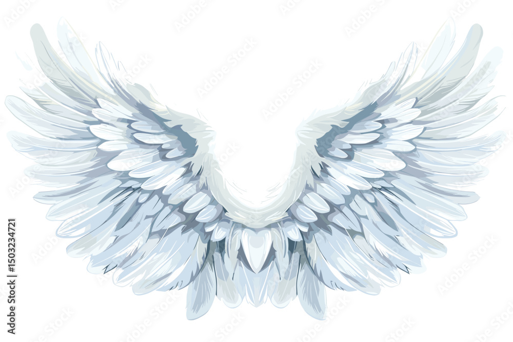 Fototapeta premium Wings illustration with engraving style concept 