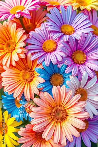Colorful Blooming Daisies in Bright Floral Garden