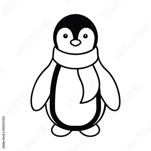 cute penguin with scarf vector art