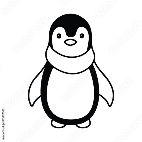 cute penguin with scarf vector art