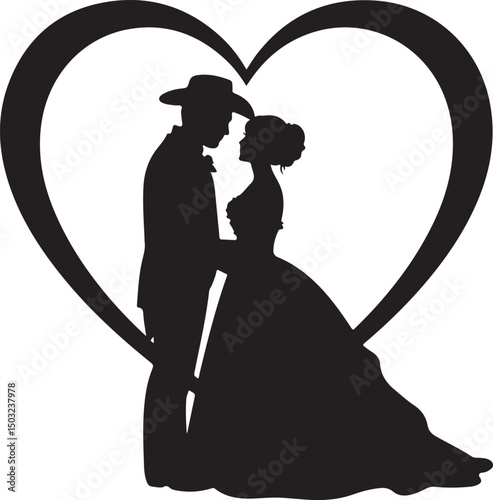Bride and Groom Wedding Silhouette

Just Married Couple Vector Art

Elegant Wedding Moment Illustration

Romantic Bride & Groom Pose

Classic Wedding Couple Silhouette